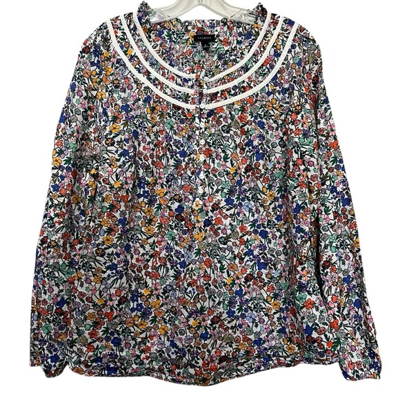 Talbots Women’s Medium Long Sleeve Floral Blouse Preppy Secretary Y1 - Picture 1 of 6